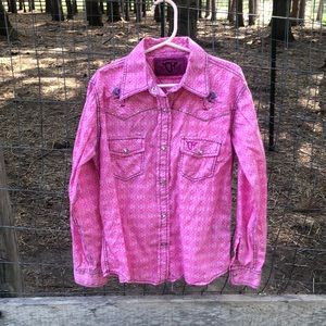 Girls Cowgirl Hardware Button Up Med
